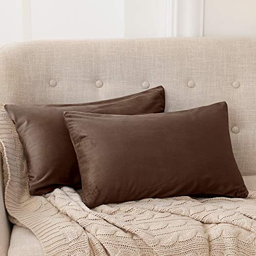 Deconovo Fundas para Cojines de Almohada del Sofá Cubierta Suave Decorativa Protector para Hogar 2 Piezas 30 x 50 cm Chocolate