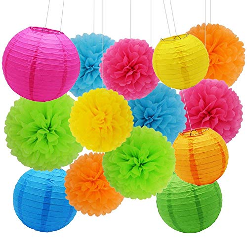 Decoración de Fiesta Pompom Flores,Abanicos de Papel Bola,Kit de Fiesta de Pompones,Papel para Colgar Bola Decoración,pompones de papel,Flores Decoracion Cumpleaños (21set)