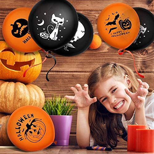 Decoración de Halloween, Bst4U Pancarta de Letras, Pancarta de Calabaza, Pancarta de ArañA, Tela Negra, TelarañA, Globo, Mago de Gato Negro, Accesorio para Fotos (42 Piezas)