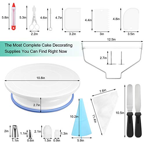 Decoración de Pasteles Kit,Torta Giratoria Boquillas Boquillas, Manga Pastelera, Espátula de Formación de Hielo, Bolso de Pastelería, Sirope de Torta, Cortador Soporte de tarta Giratorio