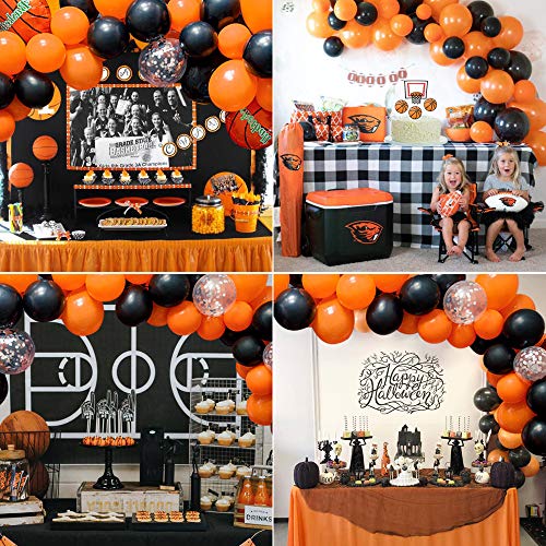 Decoracion fiesta cumpleaños, globos de baloncesto, globos de látex de color naranja negro, pancarta HAPPY BIRTHDAY, adorno de pastel de baloncesto para Decoración de fiesta temática deportiva