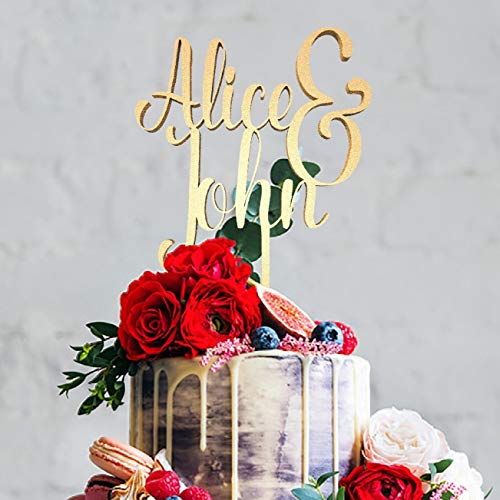 Decoración para tarta de boda, con nombre personalizado, con texto en inglés"Mr. Mrs","Mr. and Mrs" Alice and John, decoración para tartas, tartas de boda, decoración personalizada para tartas