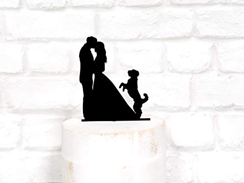 Decoración para tarta de boda con silueta de perro de agua para novio y portugués