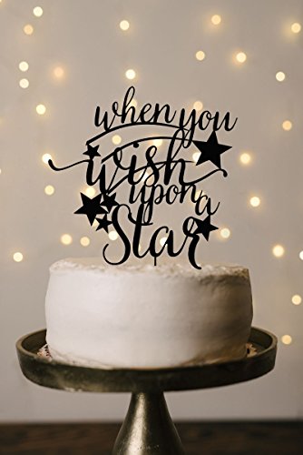 Decoración para tarta de boda de acrílico con texto en inglés"When you wish upon a Star", decoración personalizada para tarta de boda de Disney