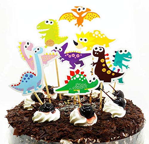 Decoración para tarta de dinosaurio, diseño de Happy Birthday Twinkle DIY con purpurina para decoración de primer cumpleaños para magdalenas y tarta
