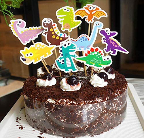 Decoración para tarta de dinosaurio, diseño de Happy Birthday Twinkle DIY con purpurina para decoración de primer cumpleaños para magdalenas y tarta