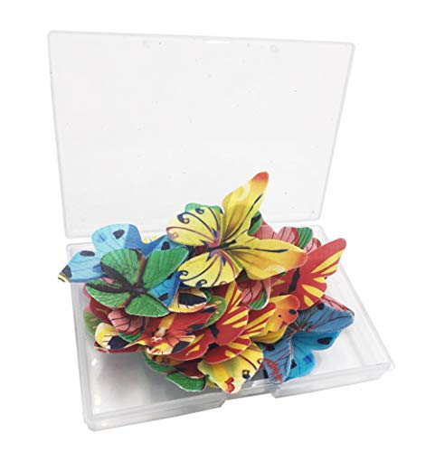 Decoración para tarta de papel de arroz comestible multicolor para Navidad, Pascua, San Valentín y Año Nuevo Colorful Butterfly 44pcs