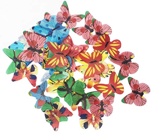 Decoración para tarta de papel de arroz comestible multicolor para Navidad, Pascua, San Valentín y Año Nuevo Colorful Butterfly 44pcs