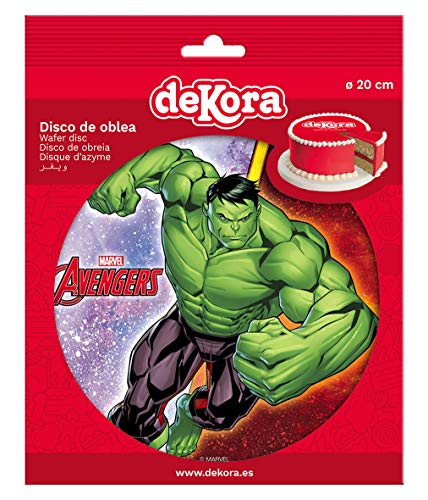 Decoración Tartas de Cumpleaños Infantiles en Disco de Oblea Comestible - Personaje Avengers Hulk - 20 cm