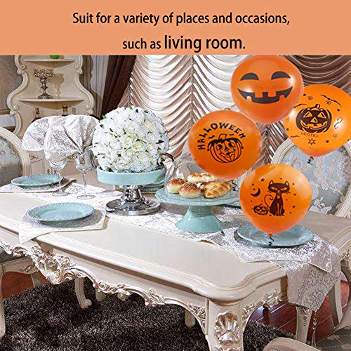 Decoraciones con globos de Halloween, Simuer 100 piezas 12 '' Globos de látex con forma de murciélago esqueleto de calabaza con bomba de aire para suministros para fiestas de Halloween