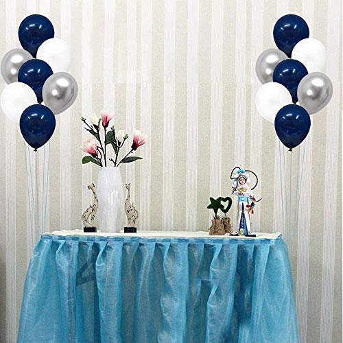 Decoraciones de 18 Cumpleaños Azul Plateado y Blanco, 18 Globos de Látex con Pancarta de Feliz Cumpleaños, Decoraciones Accesorios para Fotos, para Niñas, Niños, Mujeres y Hombres