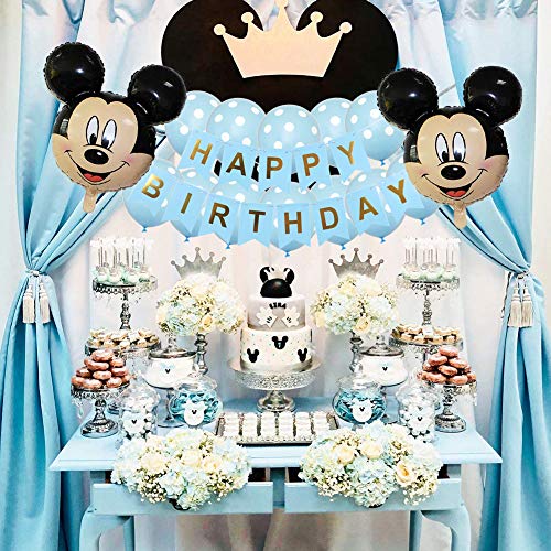 Decoraciones de cumpleaños de Mickey Mouse, BESTZY Globos número para la Fiesta Temática de Mickey Mouse Artículos de Fiesta de Mickey y Minnie para Primer Cumpleaños