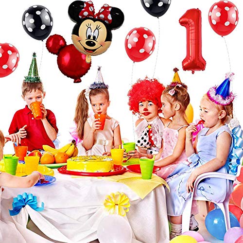 Decoraciones de cumpleaños de Mickey Mouse, BESTZY Globos número para la Fiesta Temática de Mickey Mouse Artículos de Fiesta de Mickey y Minnie para Primer Cumpleaños