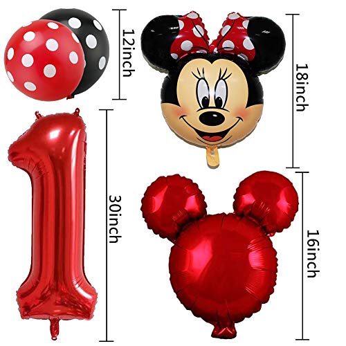 Decoraciones de cumpleaños de Mickey Mouse, BESTZY Globos número para la Fiesta Temática de Mickey Mouse Artículos de Fiesta de Mickey y Minnie para Primer Cumpleaños