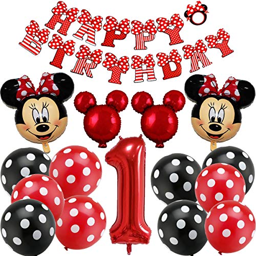 Decoraciones de cumpleaños de Mickey Mouse, BESTZY Globos número para la Fiesta Temática de Mickey Mouse Artículos de Fiesta de Mickey y Minnie para Primer Cumpleaños