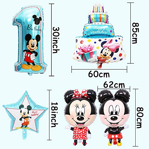 Decoraciones de cumpleaños de Mickey Mouse, Mickey Party Globos, Artículos para Fiestas temáticas de Mickey y Minnie 1er Fiesta Cumpleaños Bebe Globos Decoracion