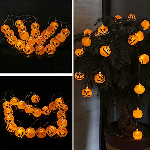 Decoraciones de Halloween Luces LED, Luces de calabaza 3D Cadena de Halloween 3,5 m 20 Garland Light Carnival Deco Decoración del hogar para la iluminación de la batería Decoración navideña Temporada