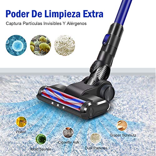 Deenkee Aspirador Escoba, 17kPa Aspiradora sin Cable Vertical y de Mano 2 en 1, con 22.2V extraíble batería Ion-Litio, hasta 35 min, Montaje en Pared, para la Limpieza del Suelo del hogar.