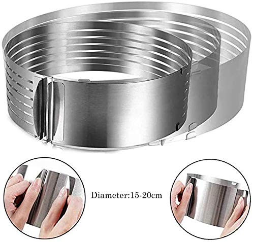 Deer Platz Cortador Circular Retráctil Ajustable, 7 Capas Cortar los Pasteles, para DIY de Acero Inoxidable Capas Slicer, Conjunto Mousse Molde Cortar Tarta