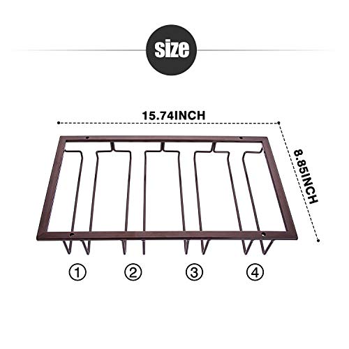 DEFWAY - Soporte para colgar copas de vino de cristal, para cocina, bar, pub 4 filas 2 Pack Marrón