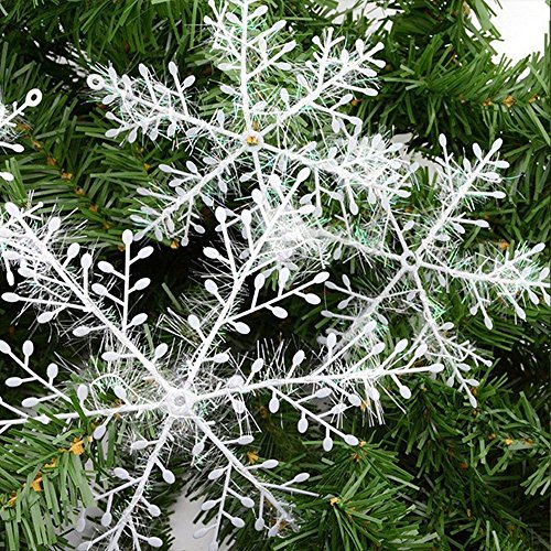 Deggodech 30 Piezas Blanco Copo de Nieve Colgante Adornos para Árbol de Navidad Decoración (23cm)