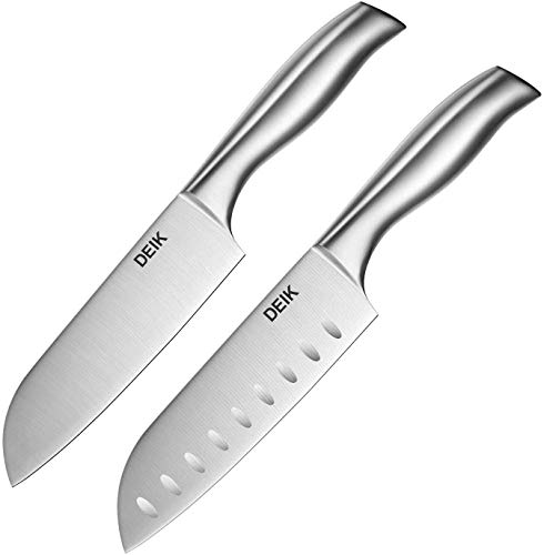 Deik Cuchillo de Cocinero Chef e Cuchillo Santoku Japones, 2 PCS Profesionales Acero Inoxidable Cuchillo de Cocina, Súper Afilado Cuchillos Cocinero para Frutas, Verduras, Carne