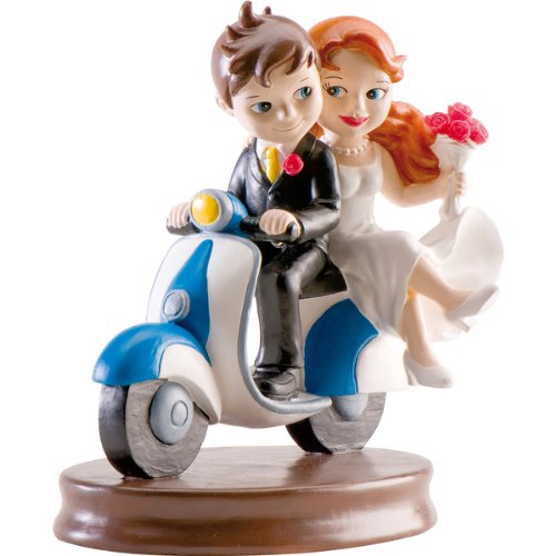 Dekoback 02-08-00155 - Figura de Novios para Tarta Nupcial, diseño de Novios en Moto