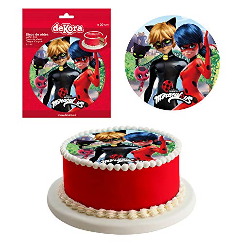 Dekora 160128 Decoracion Tartas de Cumpleaños Infantiles en Disco de Oblea de Ladybug, 20 cm