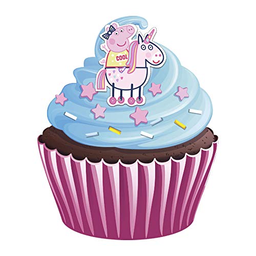Dekora-231344 Adornos Comestibles de Peppa Pig para Cupcakes, Muffins, Bizcochos o Tartas Infantiles, color rosa (231344) , color/modelo surtido