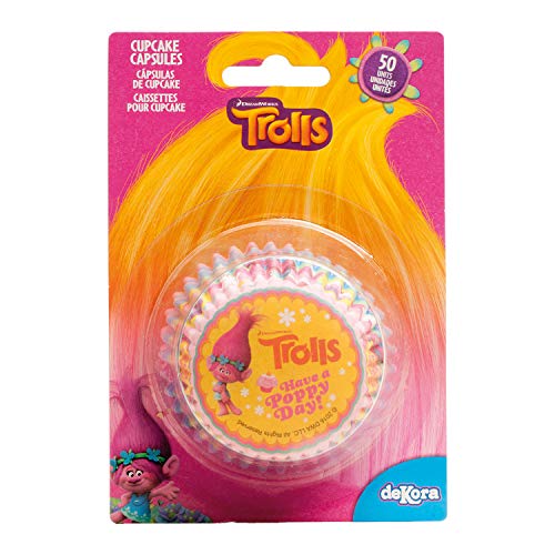 Dekora 339244 Trolls, Capsulas Cupcakes, 50 Pezzi, multicolor