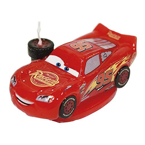 dekora 346053 Vela de Cumpleaños de Rayo Mcqueen de Disney Pixar Cars, Cera, Multicolor, 3,5 x 8,5 cm