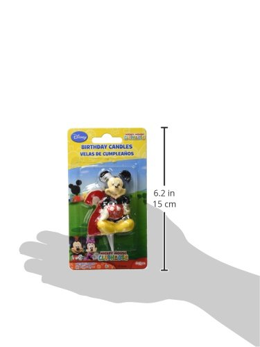 dekora 346142 Vela de Cumpleaños Mickey Mouse Numero 2, Cera, Multicolor, 6.5