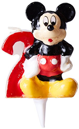 dekora 346142 Vela de Cumpleaños Mickey Mouse Numero 2, Cera, Multicolor, 6.5