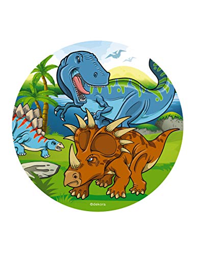 Dekora- Decoracion Tartas de Cumpleaños Infantiles en Disco de Oblea de Dinosaurio-20 cm (145093)