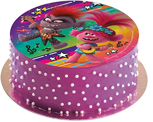 Dekora- Decoracion Tartas de Cumpleaños Infantiles en Disco de Oblea de DreamWorks Trolls-20 cm (160158)