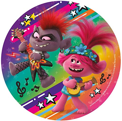 Dekora- Decoracion Tartas de Cumpleaños Infantiles en Disco de Oblea de DreamWorks Trolls-20 cm (160158)