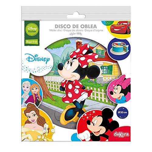 Dekora- Decoracion Tartas de Cumpleaños Infantiles en Disco de Oblea de Minnie Mouse, Multicolor, única (114371)