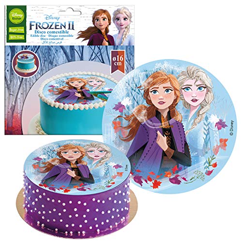 Dekora- Disco Comestible para Decoración de Tartas de Cumpleaños de Disney Frozen 2-16 cm (231347)