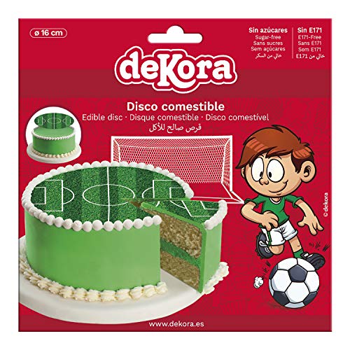 Dekora- Disco Comestible para Decoración de Tartas de Cumpleaños de Fútbol-16 cm (231359)