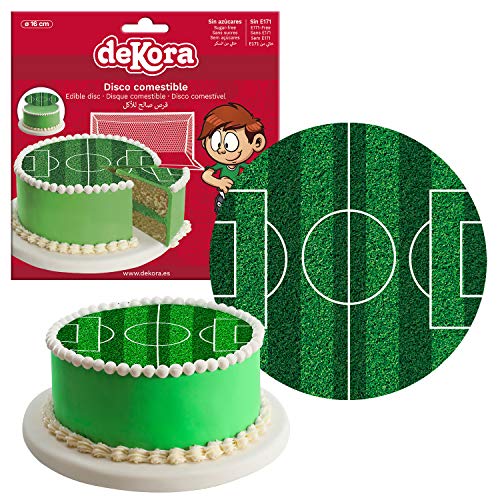 Dekora- Disco Comestible para Decoración de Tartas de Cumpleaños de Fútbol-16 cm (231359)