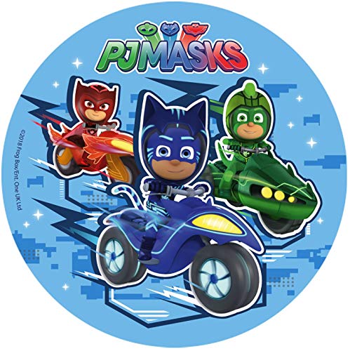 Dekora- Disco Comestible para Decoración de Tartas de Cumpleaños de los PJ Masks-16 cm (231324)