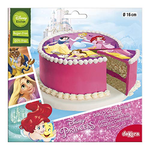 Dekora- Disco Comestible para Decoración de Tartas de Cumpleaños de Princesas Disney-16 cm (231363)