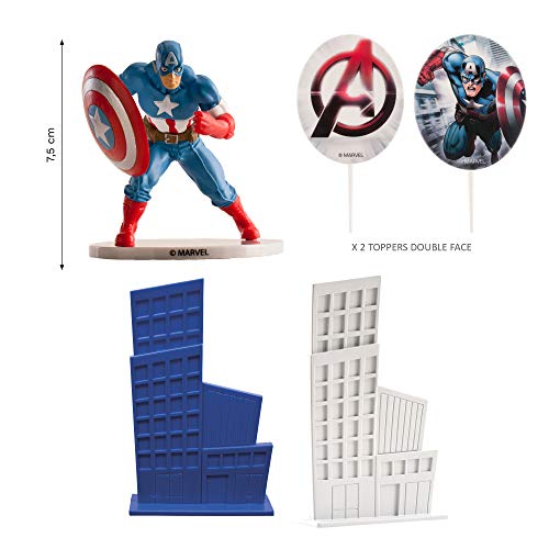 Dekora- Kit de Decoracion de Tartas con Figuras Decorativas de Capitan America (350092)