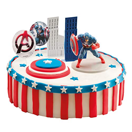 Dekora- Kit de Decoracion de Tartas con Figuras Decorativas de Capitan America (350092)