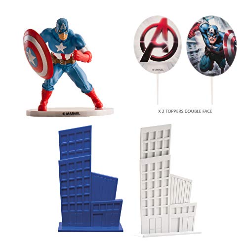 Dekora- Kit de Decoracion de Tartas con Figuras Decorativas de Capitan America (350092)