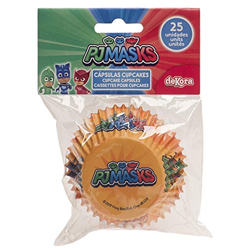 Dekora - PJ Mask Capsulas Cupcakes, 25 Unidades, Dorado, 339257