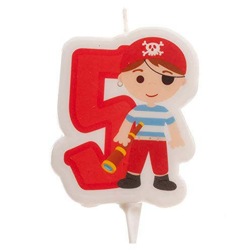 Dekora- Vela de Cumpleaños 2D de Pirata para Tartas Infantiles - Numero 5 (345259)