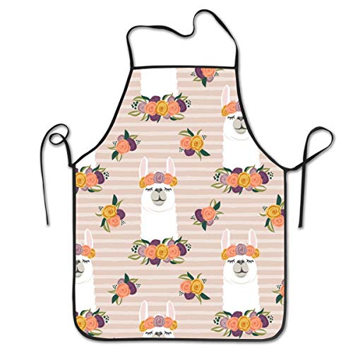 Delantal de cocina con diseño floral de otoño y flores, diseño de rayas, para mujer y hombre