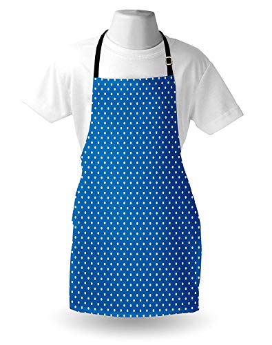 Delantal de lunares, patrón clásico de lunares Estilo moderno Navy Boys Tema Impresión artística retro, Unisex Delantal de cocina con cuello ajustable para cocinar Hornear Jardinería, Azul blanco