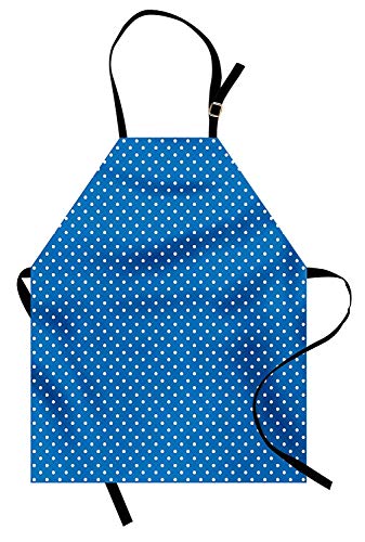 Delantal de lunares, patrón clásico de lunares Estilo moderno Navy Boys Tema Impresión artística retro, Unisex Delantal de cocina con cuello ajustable para cocinar Hornear Jardinería, Azul blanco